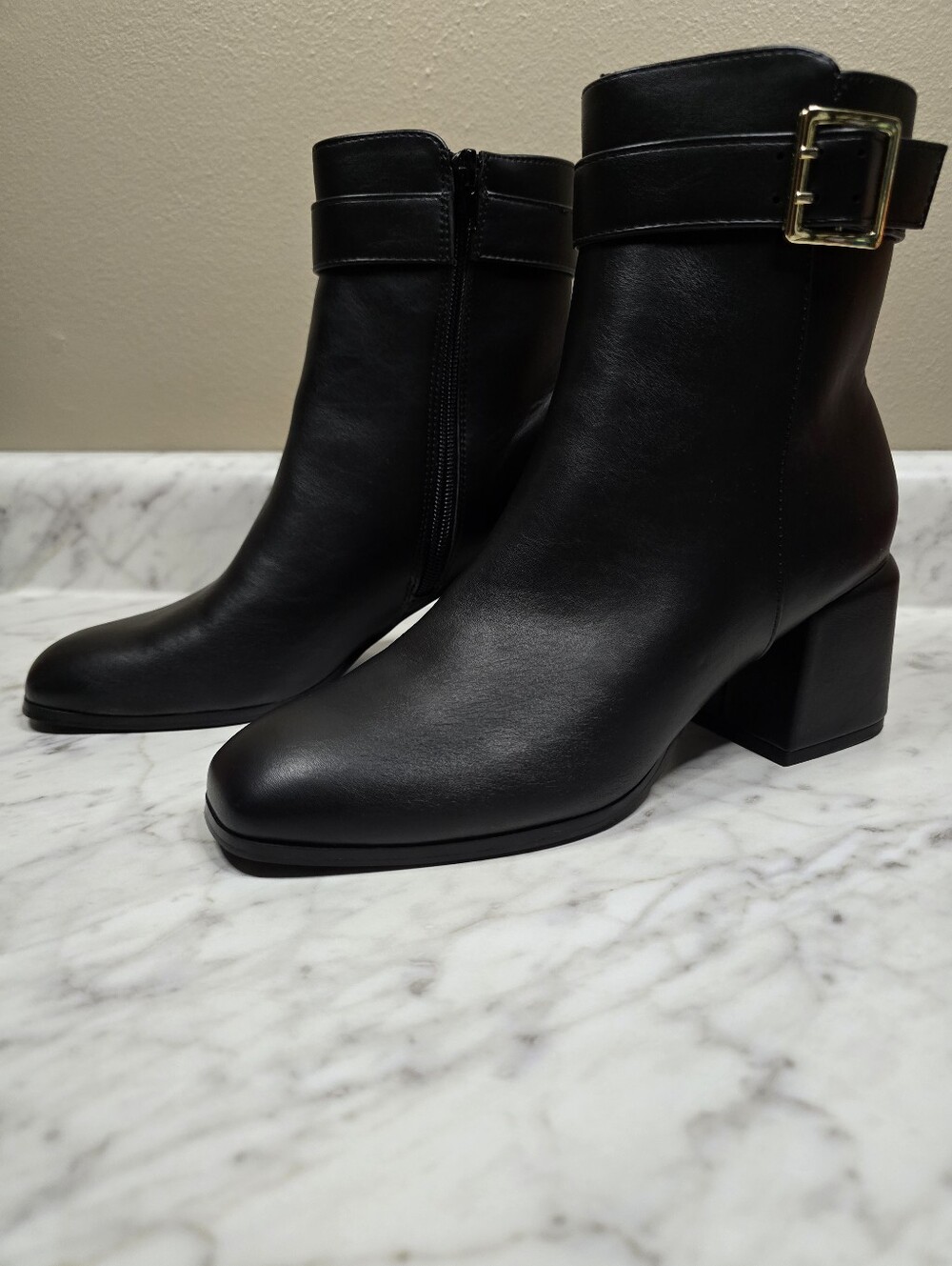 Madden Girl Women’s Jingle Black Paris Ankle Boots Faux Leather 7.5 Zipper Side